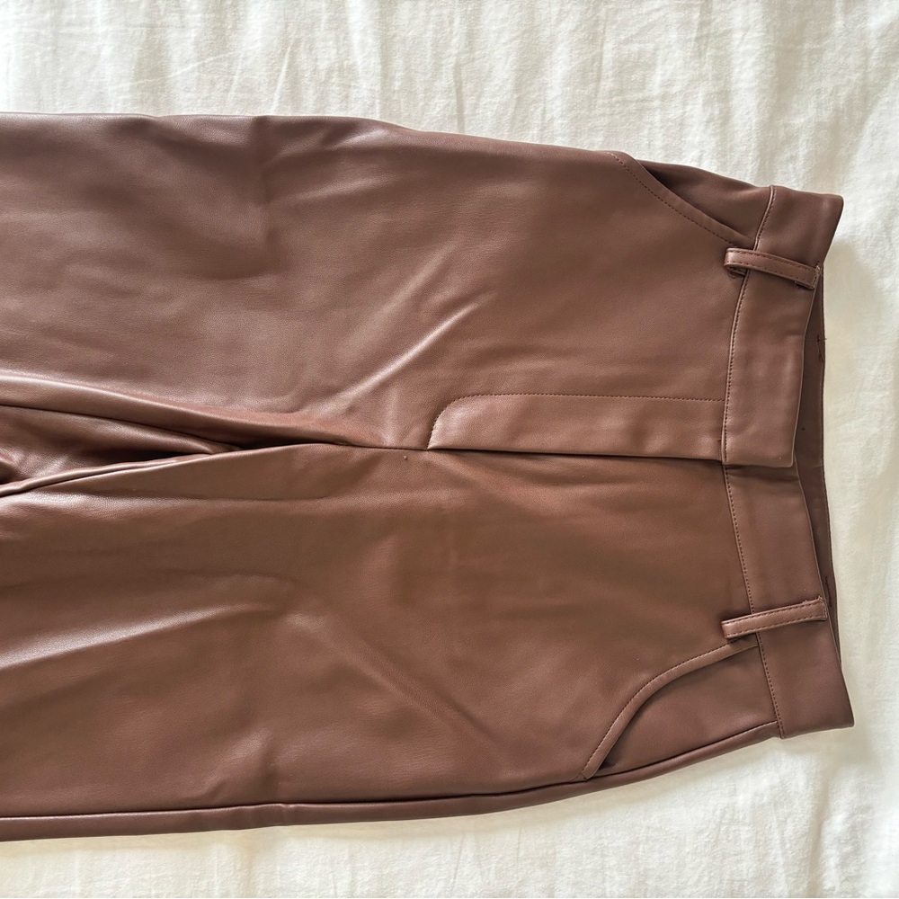 Meshki high rise leather dress pants